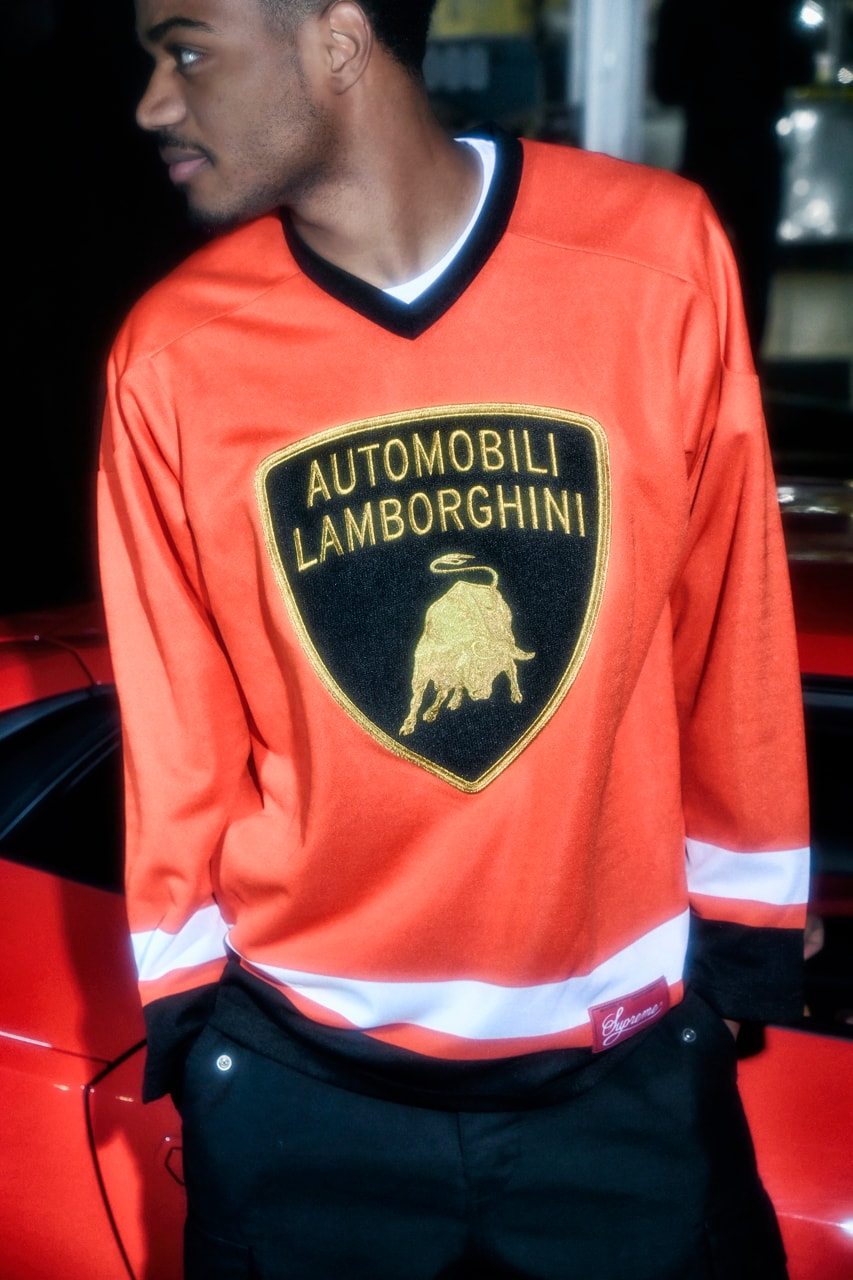 supreme Lamborghini spring 2020 collection Hooded Work Jacket S/S Shirt Hockey Jersey Coverall T-Shirt Skateboard Beanie release date info photos price