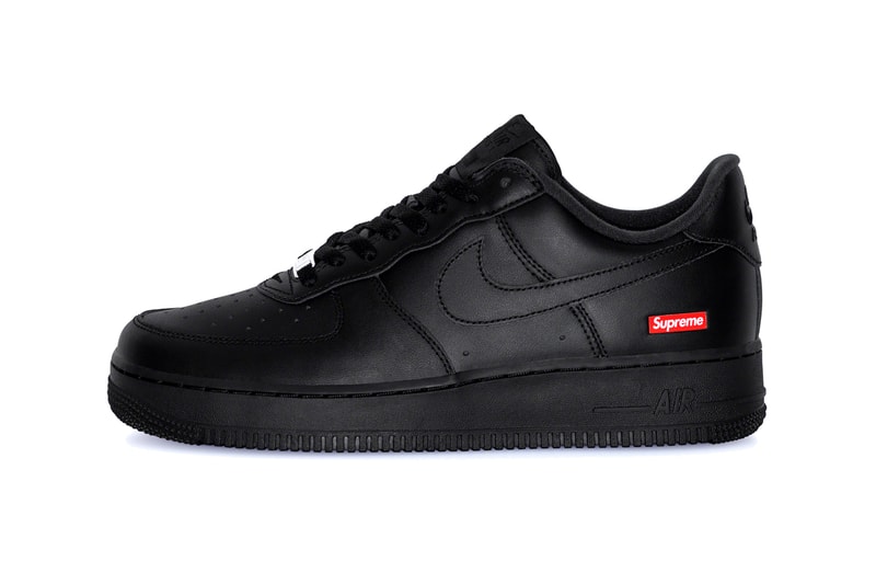 Supreme Nike Air Force 1 Low Collaboration red black box logo neutral 3m laces co-branding collaboration leather