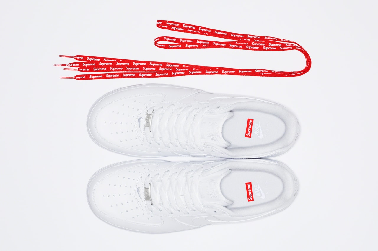 Nike X Supreme Air Force 1 Low mini Box Logo White Sneakers