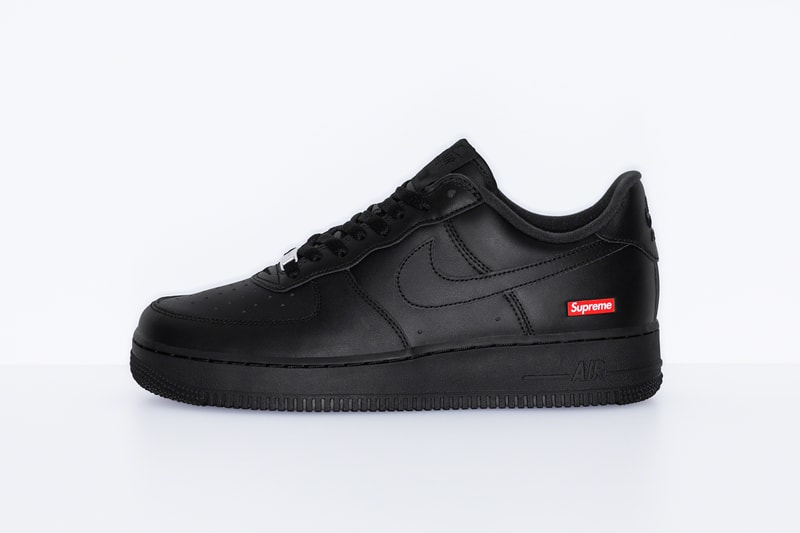 supreme nike air force 1 box logo black white release date info photos price CU9225 100 001 bogo uptowns significance importance carlyle