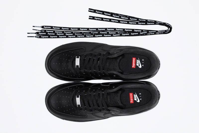 supreme nike air force 1 box logo black white release date info photos price CU9225 100 001 bogo uptowns significance importance carlyle