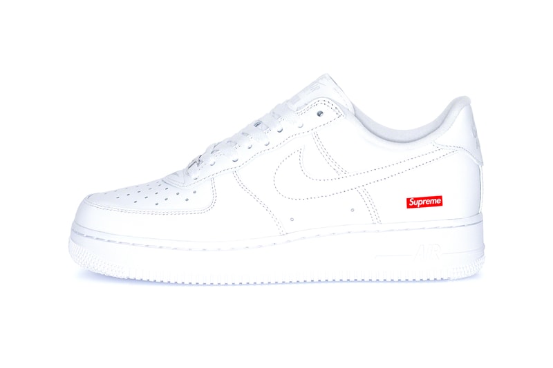 Supreme Nike Air Force 1 Low Collaboration red black box logo neutral 3m laces co-branding collaboration leather
