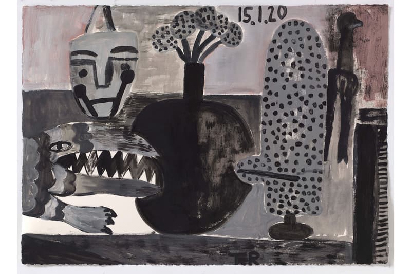 Tal R "Home Alone" Exhibition Tim Van Laere Gallery Paintings Works on Paper Birds Cages Still Lifes Figures
