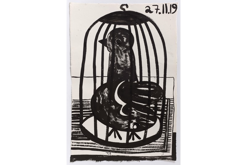Tal R "Home Alone" Exhibition Tim Van Laere Gallery Paintings Works on Paper Birds Cages Still Lifes Figures 