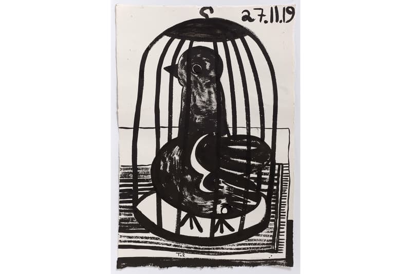 Tal R "Home Alone" Exhibition Tim Van Laere Gallery Paintings Works on Paper Birds Cages Still Lifes Figures