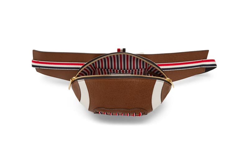 Thom Browne Football Bum Bag menswear streetwear spring summer 2020 collection new york city sartorial leather pebble grain american tri color rwb ripstop metallic hardware