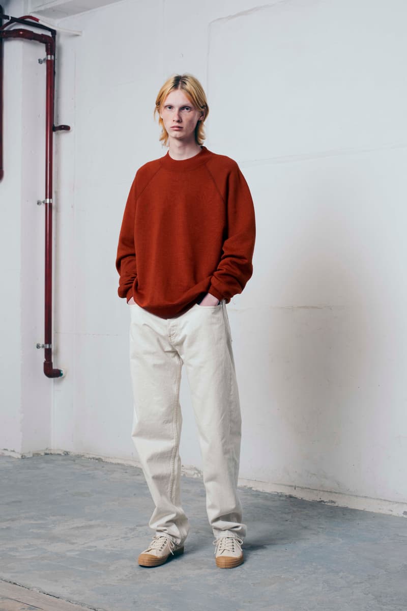 Tone Fall/Winter 2020 Lookbook Collection Knitwear Sweaters Outerwear Flight Jackets Military Coat Vests Trousers Wool Work Pants Striped Shirt Beanies Field Hats