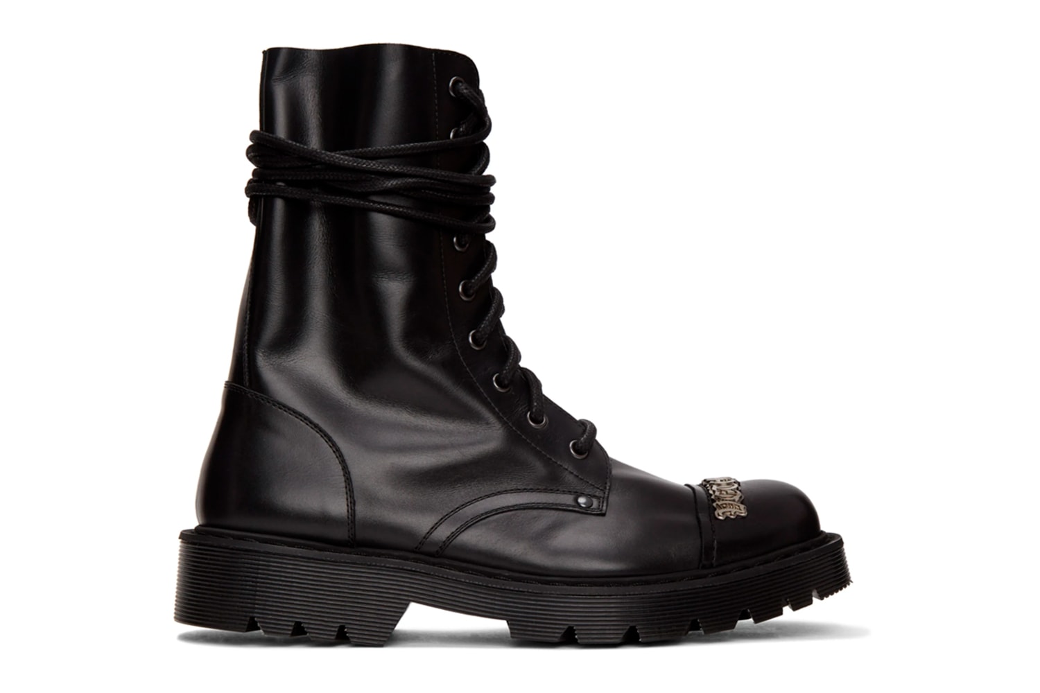 Vetements Gothic Logo Combat Boots Release Black Info Buy Price SSENSE