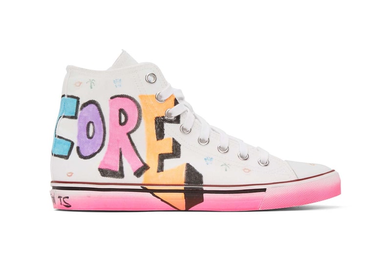 vetements white hardcore happiness high top sneakers 