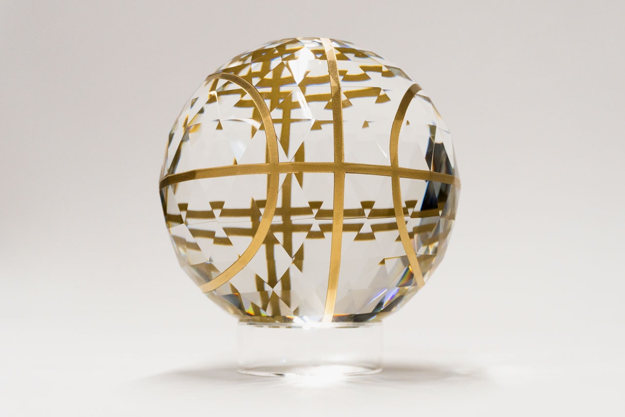 Victor Solomon 'MoonShotVS.007' Crystal Basketball Sculpture Gold Enamel