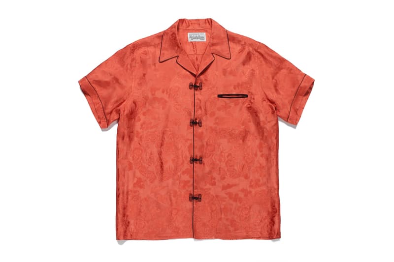 WACKO MARIA Mandarin Style Hawaiian Shirts silk rayon menswear streetwear spring summer 2020 collection dragon jacquard embroidery frog laces short sleeve button ups paradise tokyo