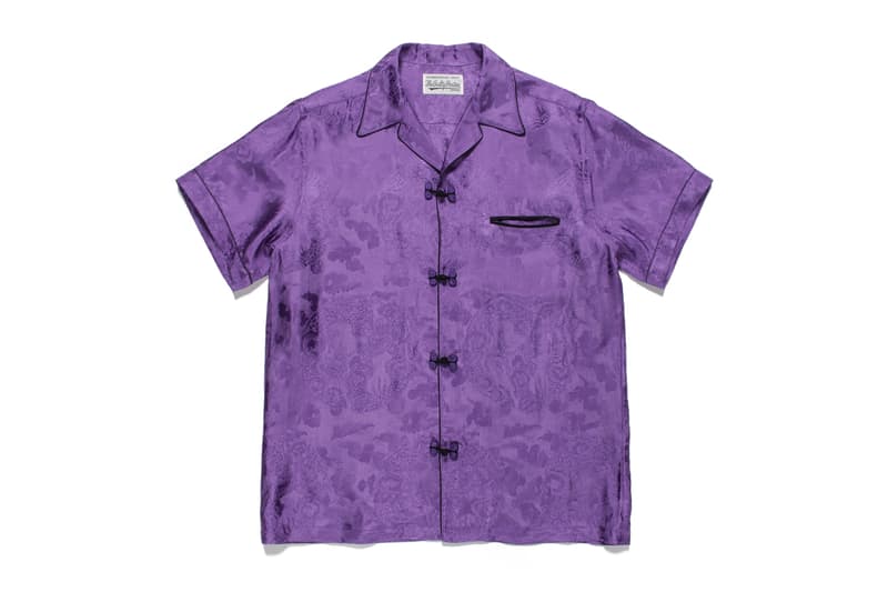 WACKO MARIA Mandarin Style Hawaiian Shirts silk rayon menswear streetwear spring summer 2020 collection dragon jacquard embroidery frog laces short sleeve button ups paradise tokyo