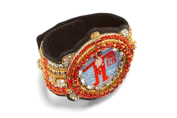 Crystals & Embroidery Details Walter Van Beirendonck's Love Watch Bracelet