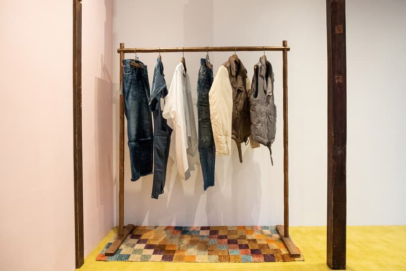 Take a Look Inside WMV Visvim's Tokyo Flagship  interior storefront kelsi nakamura  womens line womenswear arai-dashi ganpishi paper Echizen washi Katazurizome dyeing takehogaki fences zen buddhism design