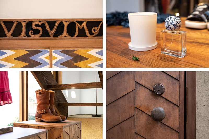 Take a Look Inside WMV Visvim's Tokyo Flagship  interior storefront kelsi nakamura  womens line womenswear arai-dashi ganpishi paper Echizen washi Katazurizome dyeing takehogaki fences zen buddhism design