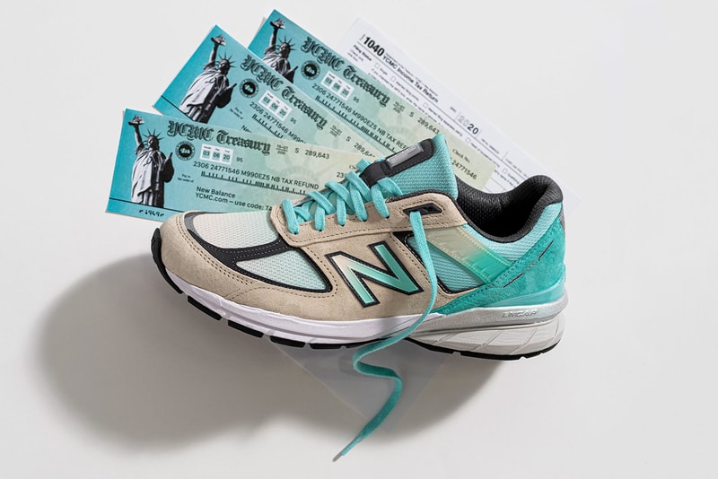 ycmc new balance 990v5 big checks and no stress tan red aqua teal tax refund release date info photos price