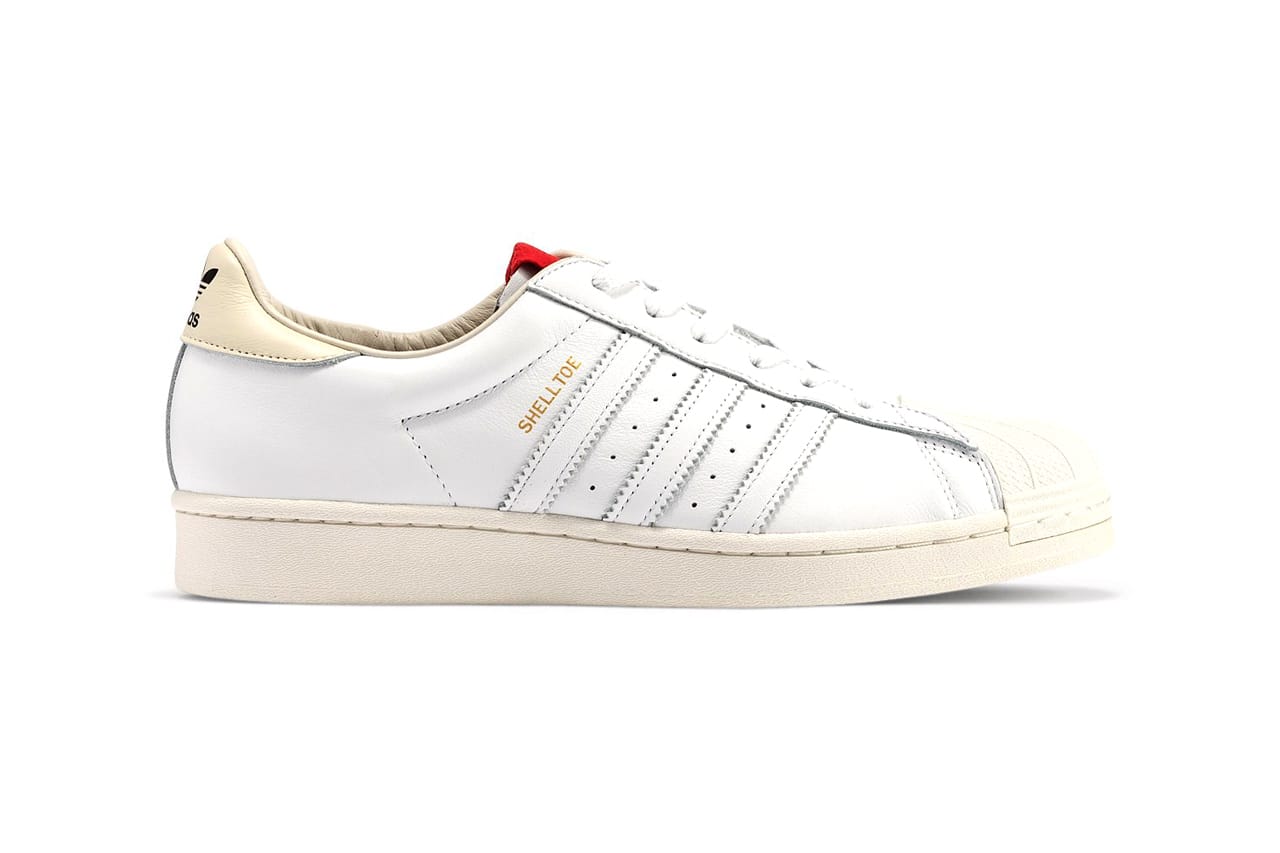 adidas shell toe white with red stripes