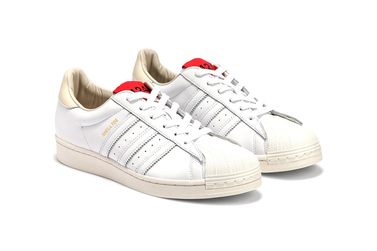 424 x adidas Superstar Shelltoe Release Info sc premiere white red tongue label