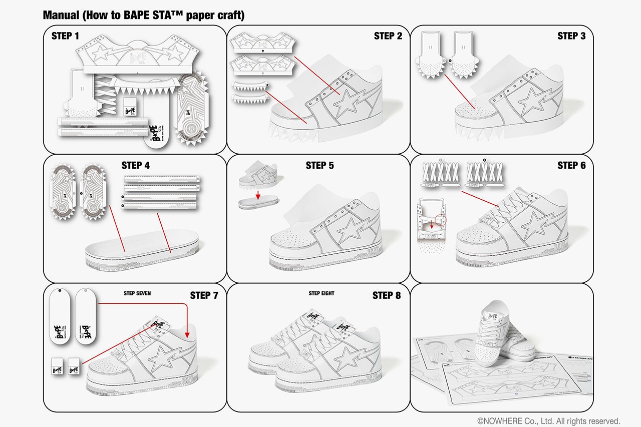 A BATHING APE BAPESTA Craft Kit Download Stay at Home Productivity Arts Design Footwear Sneaker Coloring Colorways Creativity Lockdown Self Isolation Quarantine Hobbies Craft