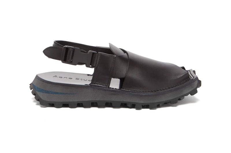 Acne Studios Square-Toe Distressed Leather Sandals Italian Leather rubber summer footwear moc Swedish 