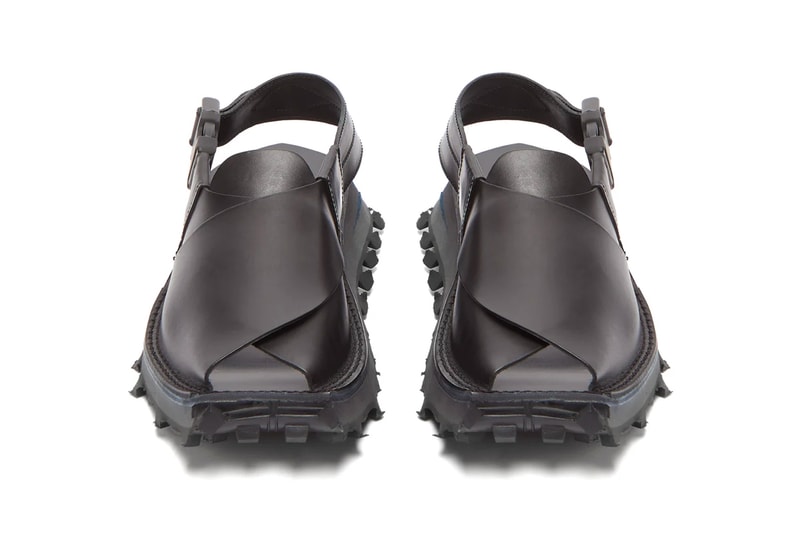 Acne Studios Square-Toe Distressed Leather Sandals Italian Leather rubber summer footwear moc Swedish 