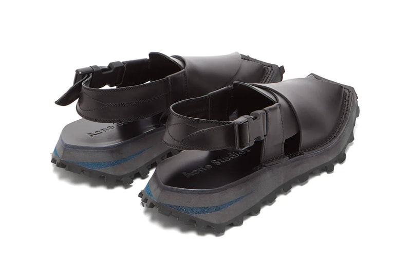 Acne Studios Square-Toe Distressed Leather Sandals Italian Leather rubber summer footwear moc Swedish 