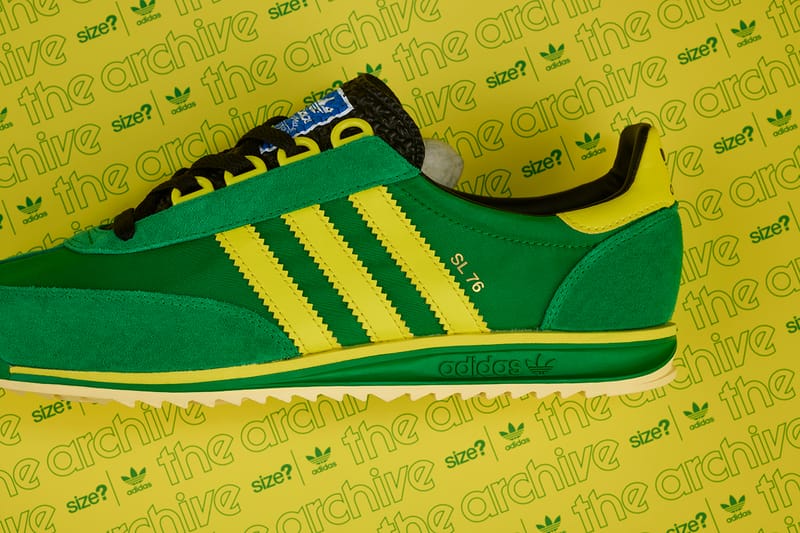 green and yellow adidas jeans