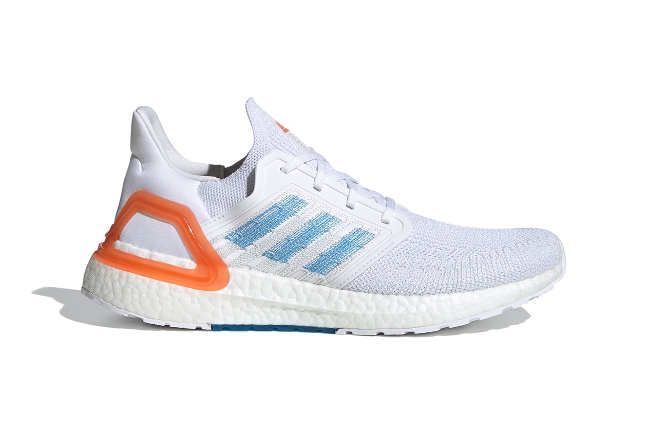 adidas running primeblue ultraboost 20 EG0768 parley for the oceans cloud white sharp blue true orange release date info photos price