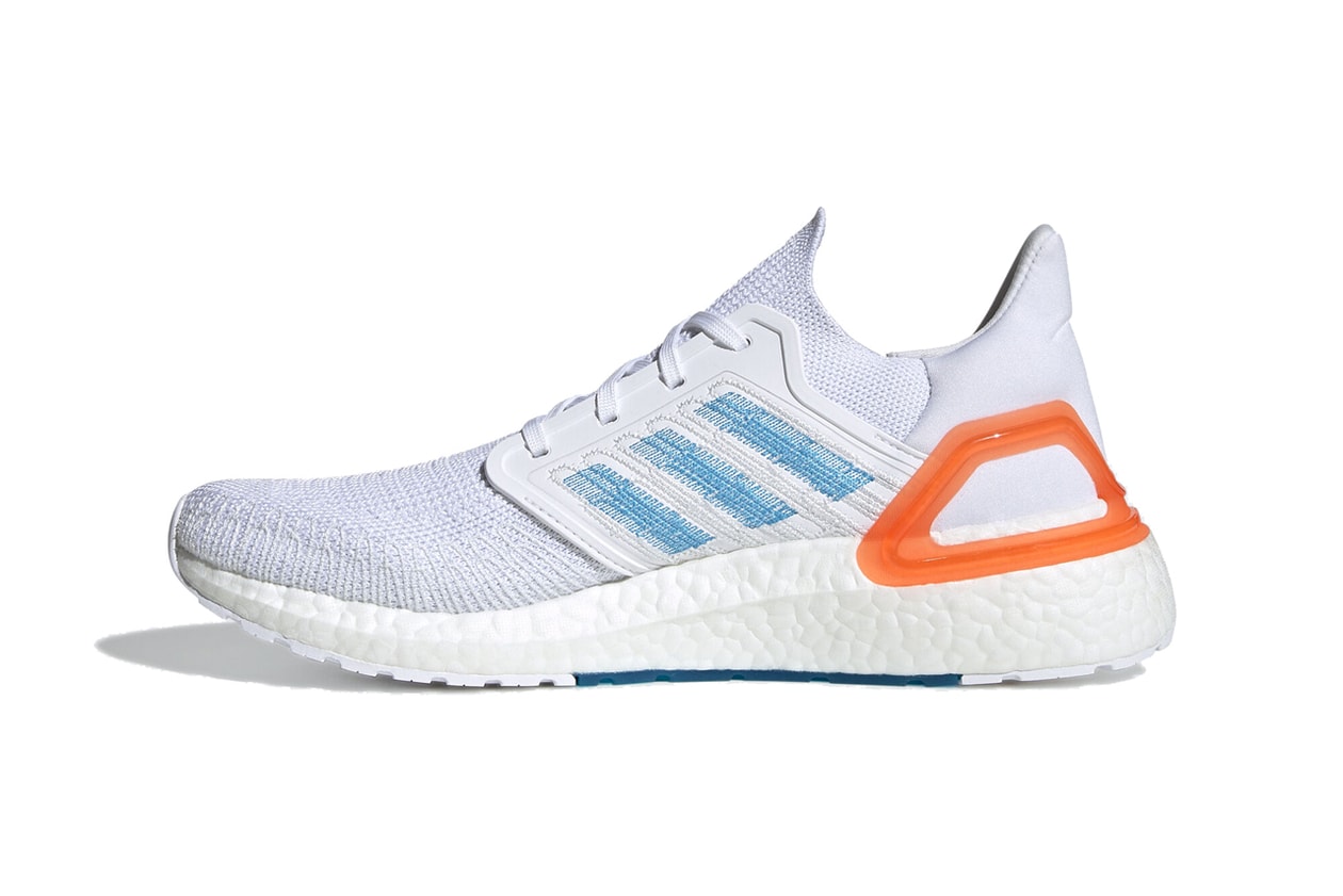 adidas running primeblue ultraboost 20 EG0768 parley for the oceans cloud white sharp blue true orange release date info photos price