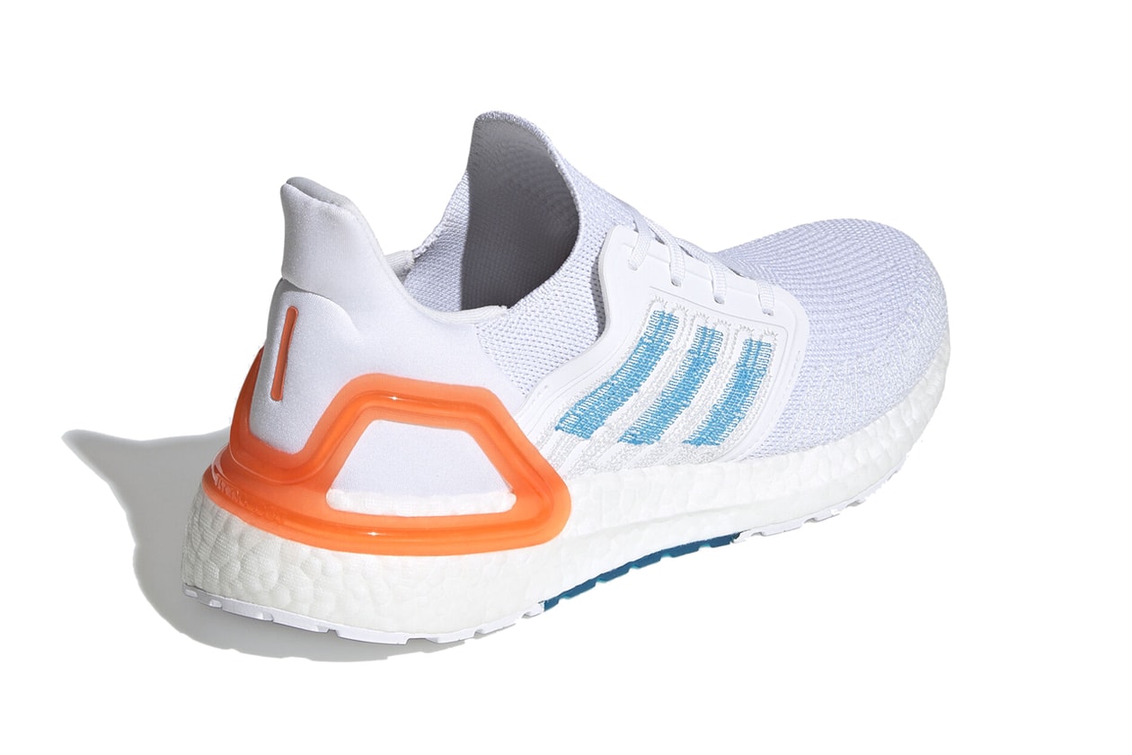 adidas running primeblue ultraboost 20 EG0768 parley for the oceans cloud white sharp blue true orange release date info photos price