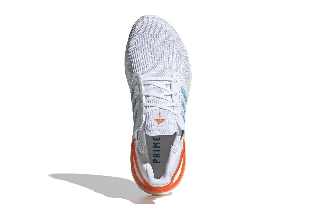 adidas running primeblue ultraboost 20 EG0768 parley for the oceans cloud white sharp blue true orange release date info photos price