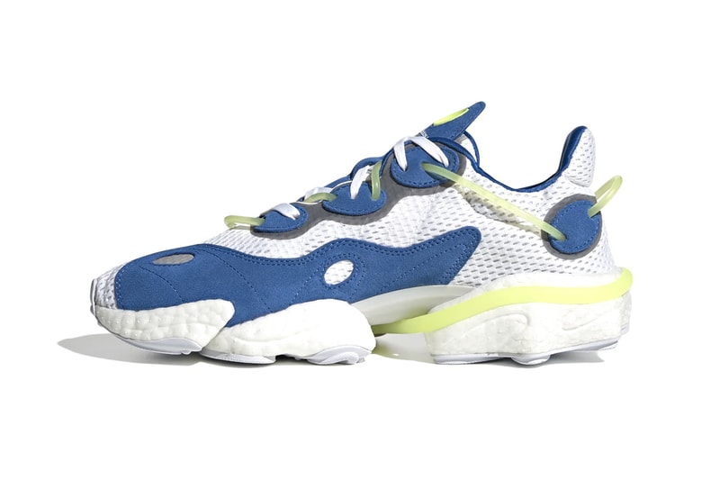 adidas Torsion X "Blue/Cloud White/Solar Yellow" Release Information Closer Look First Three Stripes Trefoil '90s Ozweego Styling Sneaker Drops Footwear BOOST Technology