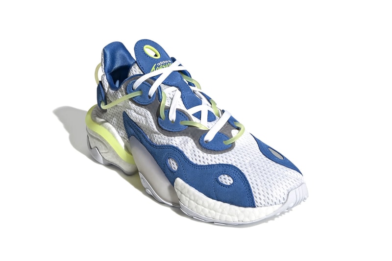 adidas Torsion X "Blue/Cloud White/Solar Yellow" Release Information Closer Look First Three Stripes Trefoil '90s Ozweego Styling Sneaker Drops Footwear BOOST Technology