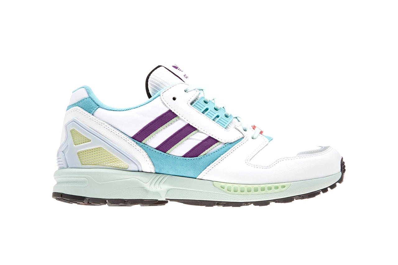 adidas ZX 8000 "Vapour Pink" & "White/Turquoise" Release Information Drop Date Three Stripes Torsion Tech Spring Summer Footwear Sneakers Classic OG Colorways Bold Bright VAPPNK/CLAQUA/EASYEL FTWWHT/PURPLE/LTAQUA