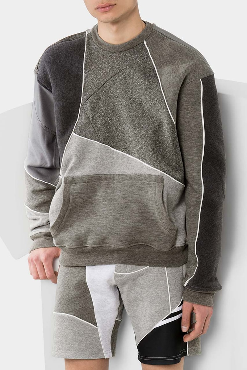 Ahluwalia studio Patchwork Sweatshirt track shorts recycled recycle cotton grey sustainable conscious fashion