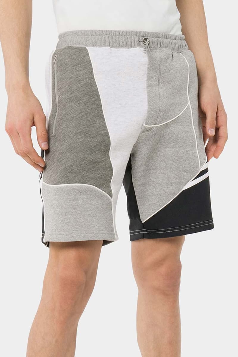 Ahluwalia studio Patchwork Sweatshirt track shorts recycled recycle cotton grey sustainable conscious fashion