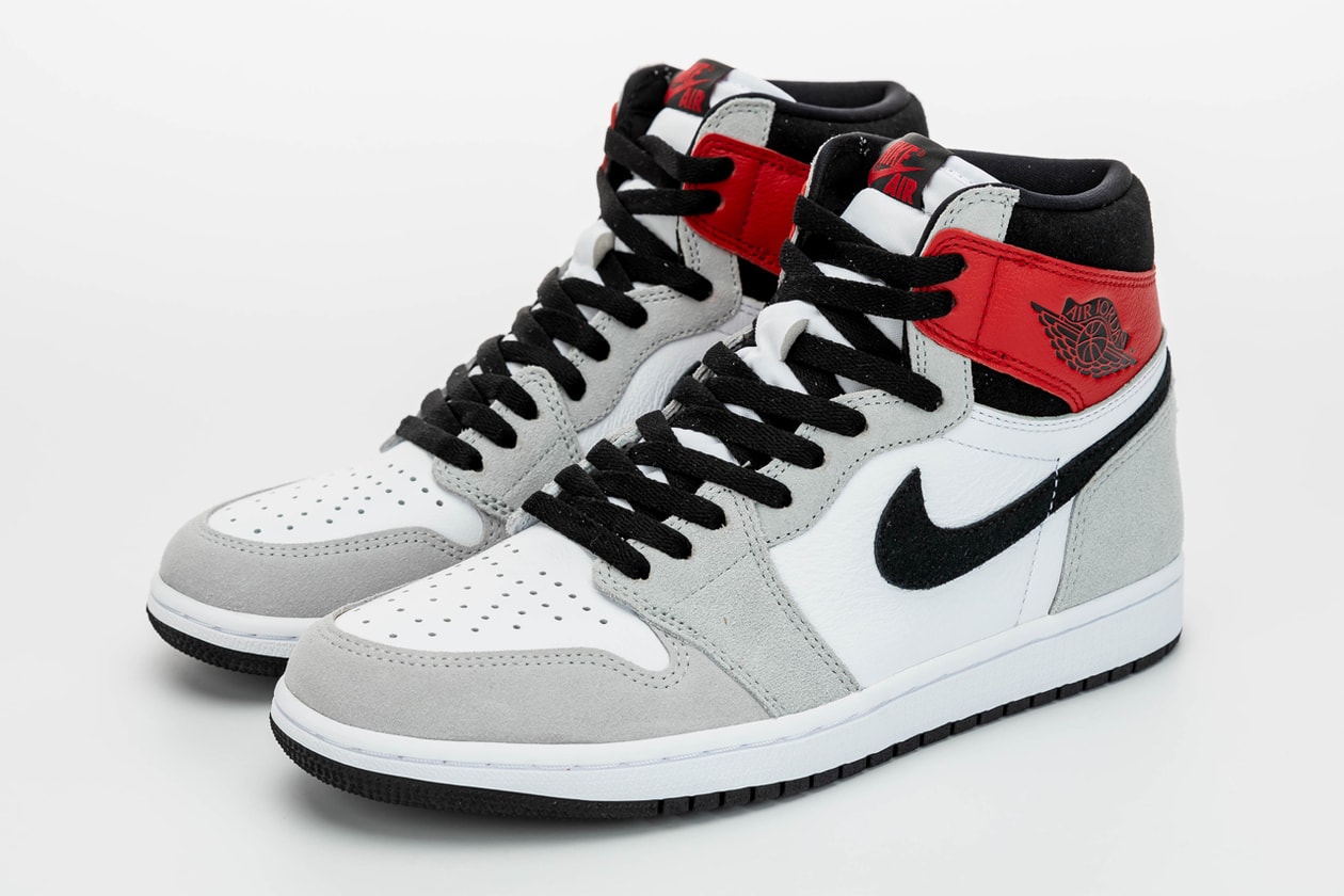 jordan brand air 1 retro high og light smoke grey red black white 555088 126 release date info photos price