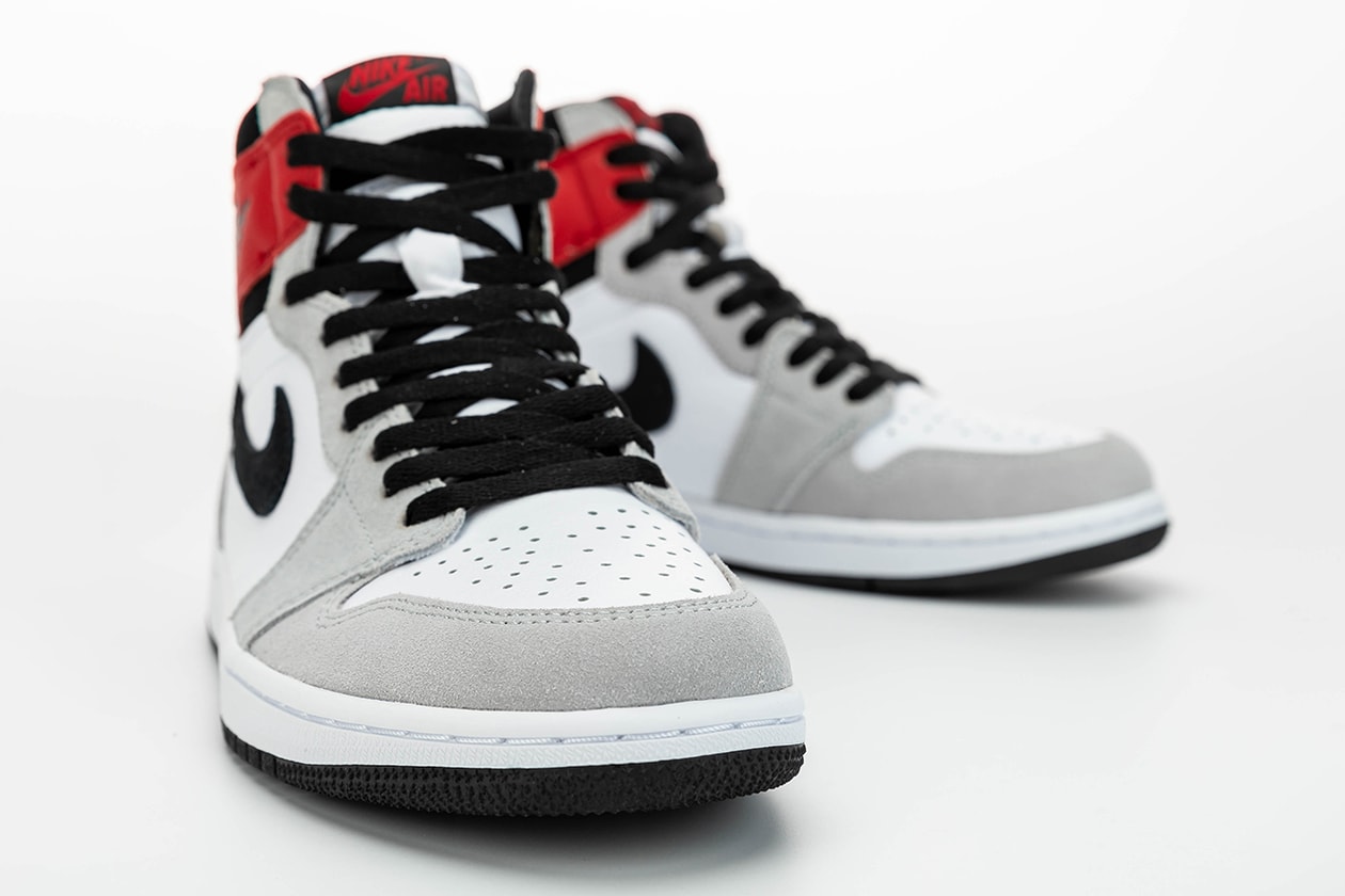 jordan brand air 1 retro high og light smoke grey red black white 555088 126 release date info photos price