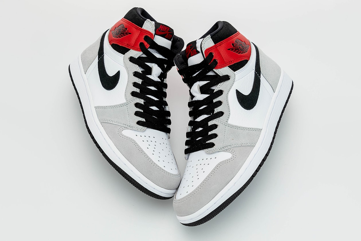 jordan brand air 1 retro high og light smoke grey red black white 555088 126 release date info photos price