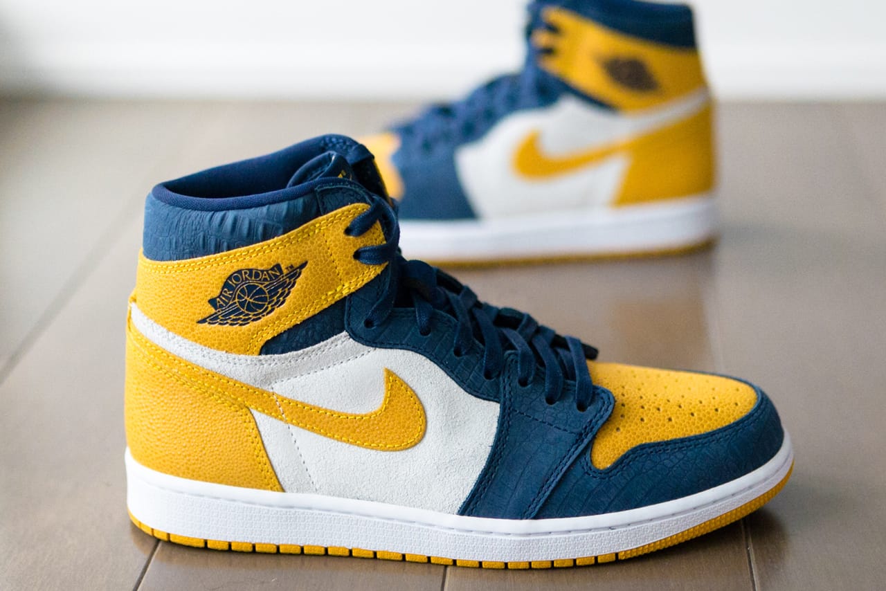 blue and yellow jordan shoes