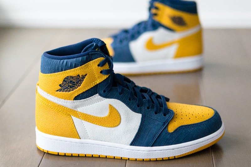 air jordan 1 brand university of michigan wolverines pe player edition white black yellow blue maize navy release date info photos price