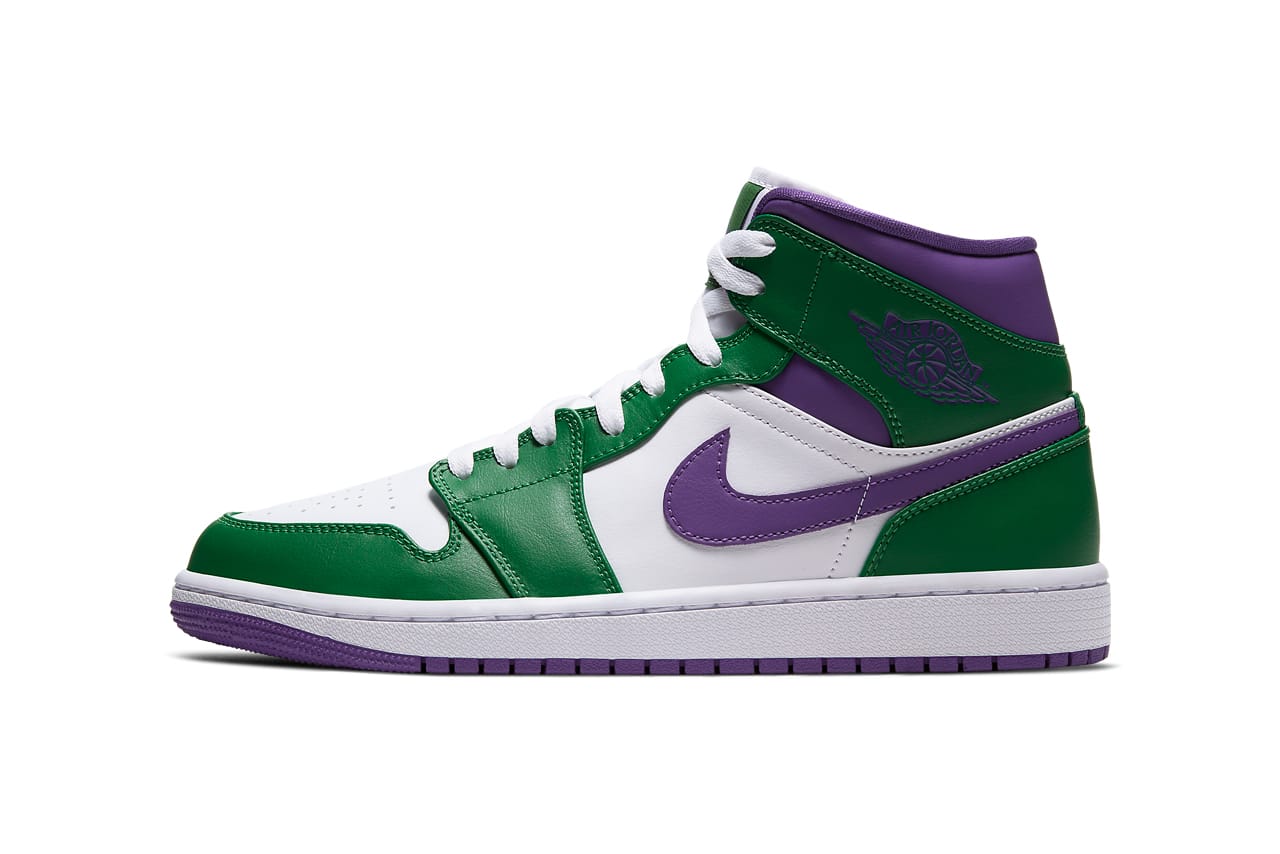 purple green air jordan 1