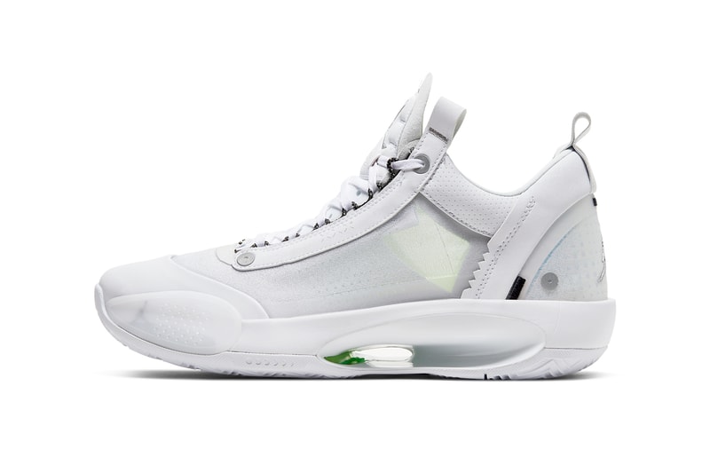 air jordan 34 low white pure platinum electric green metallic silver CU3475 100 release date info photos price