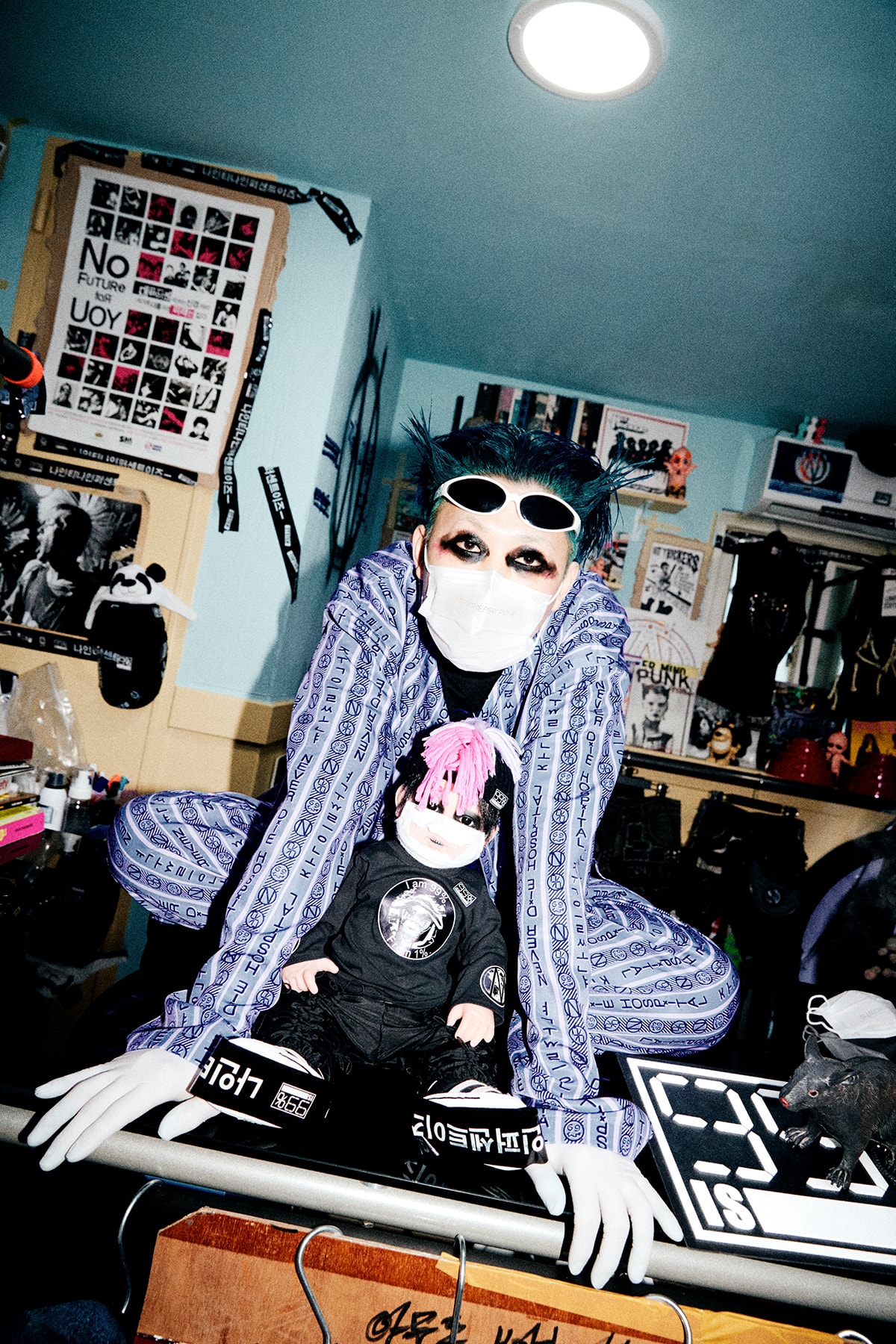 Bajowoo of 99%IS- Graces HYPEBEAST Korea's Digital Cover punk anti-fashion black eye shadow 99 percentis gopchang wrinkly pants 