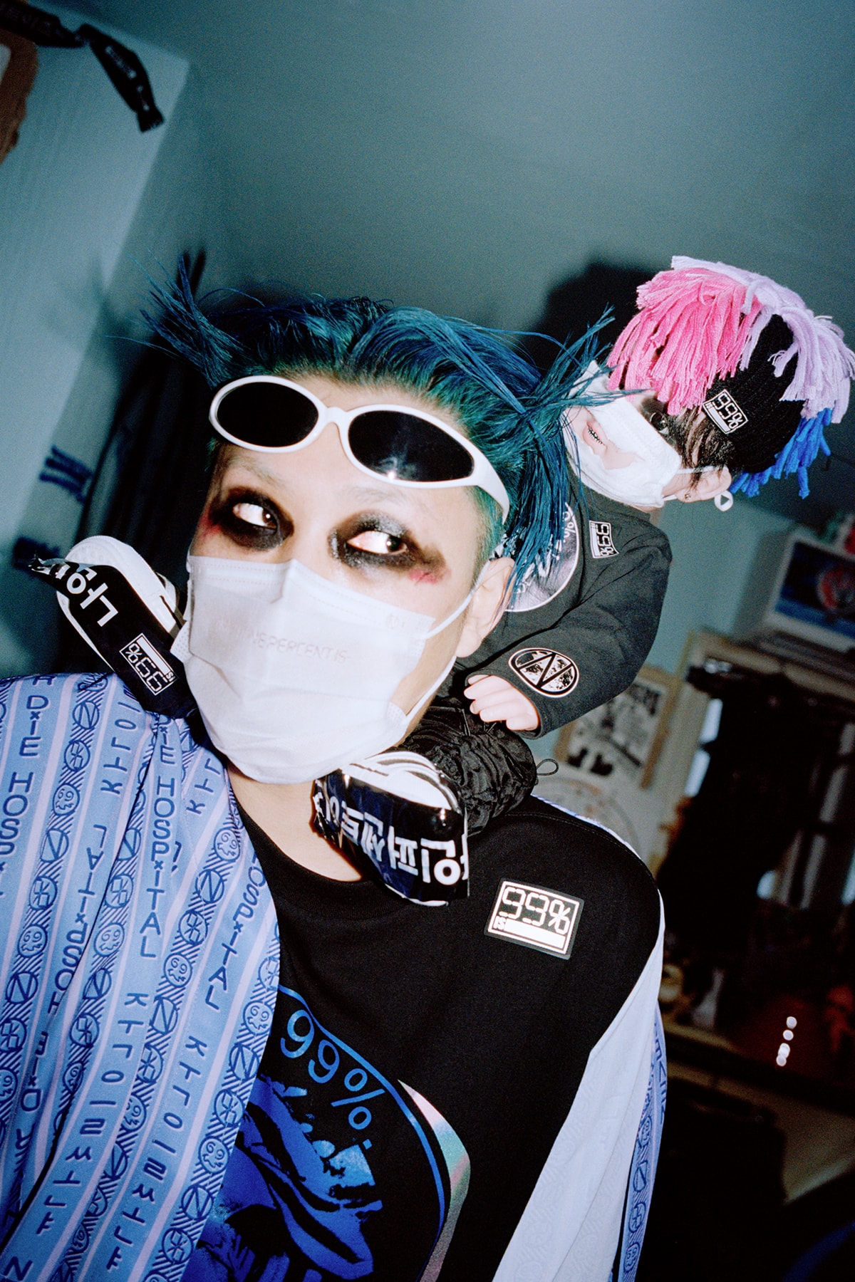 Bajowoo of 99%IS- Graces HYPEBEAST Korea's Digital Cover punk anti-fashion black eye shadow 99 percentis gopchang wrinkly pants 