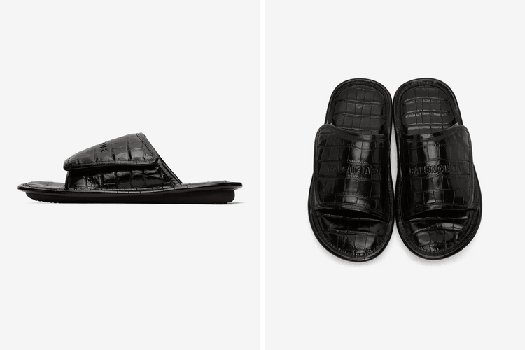 Balenciaga Goes Reptilian With Scaly Black Croc Slides