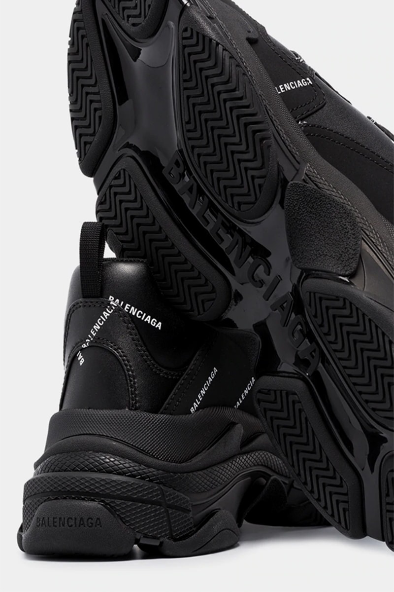 Balenciaga Triple S Logo Black menswear streetwear spring summer 2020 collection shoes footwear sneakers kicks trainers runners leather suede chunky logomania