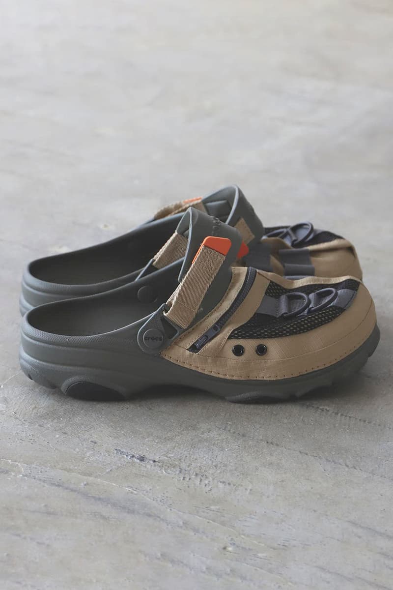 BEAMS x Crocs Fishing Vest, COBRA Buckle Shoe Collab ss20 spring summer 2020 japan slides sandals slip on black olive green army release date info buy april 11rollercoaster -33-0725-332 11-33-0724-332 beige gray black olive