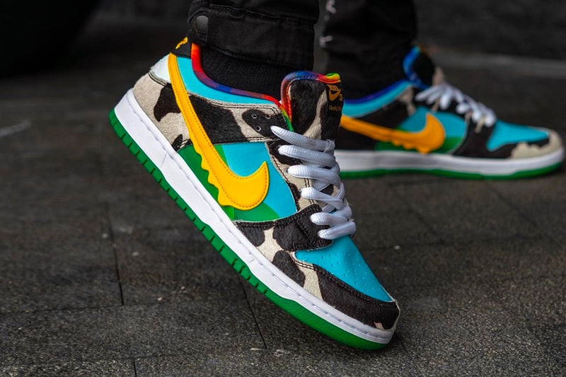 Ben & Jerrys Nike SB Dunk Chunky Dunky Low On Foot Look Release Info CU3244-100 Buy Price Date White University Gold Blanc University