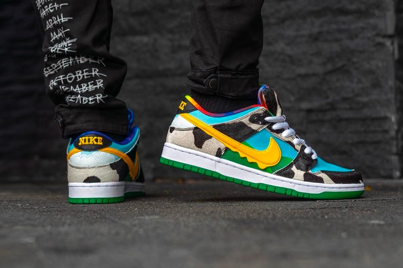 Ben & Jerrys Nike SB Dunk Chunky Dunky Low On Foot Look Release Info CU3244-100 Buy Price Date White University Gold Blanc University